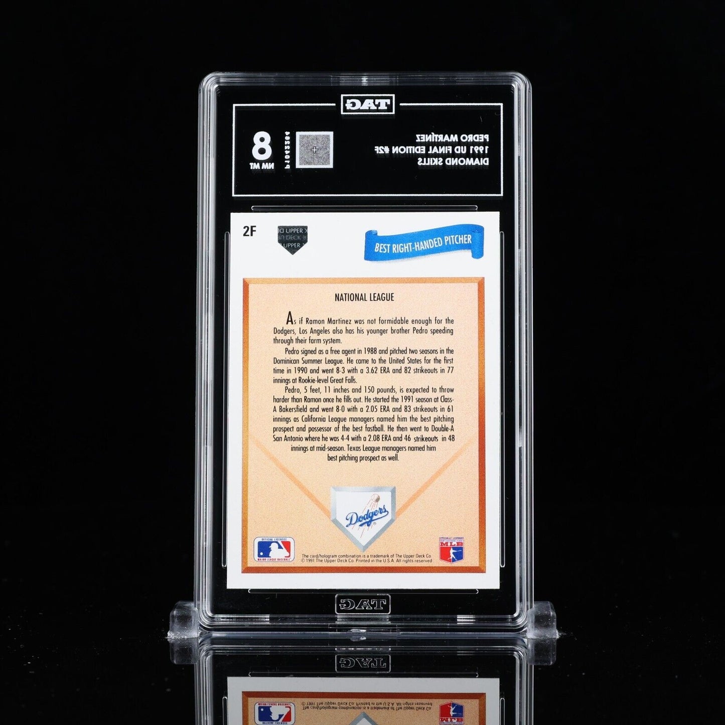Pedro Martinez 1991 Upper Deck #2F HOF All-Star CYY TAG 8 NM MT rare pop 1