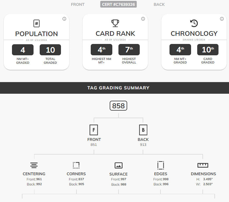 Albert Pujols 2001 Upper Deck #295 Rookie RC TAG 8.5 NM-MT+ Fresh Slab low pop