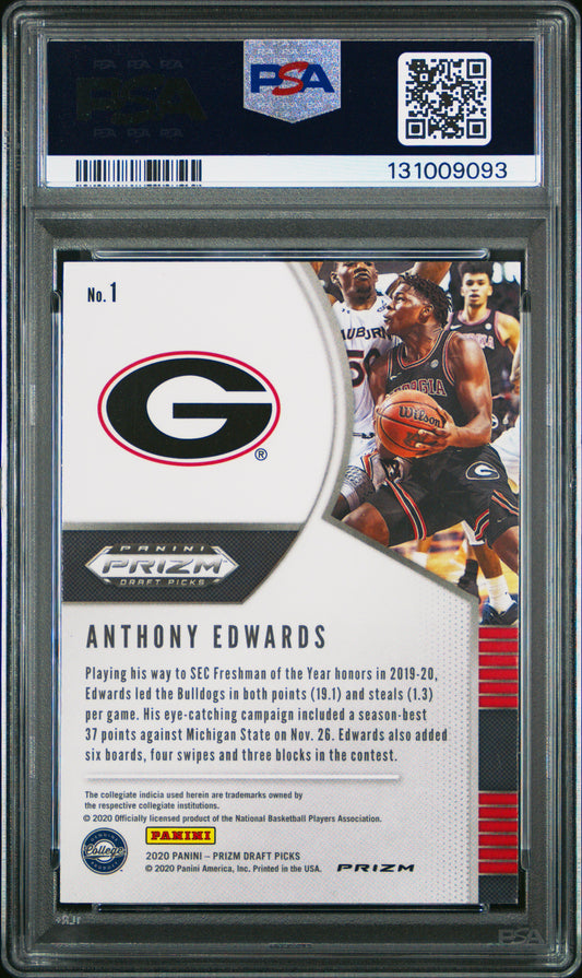 2020 Panini Prizm Draft Picks #1 Anthony Edwards Red White and Blue PSA 9