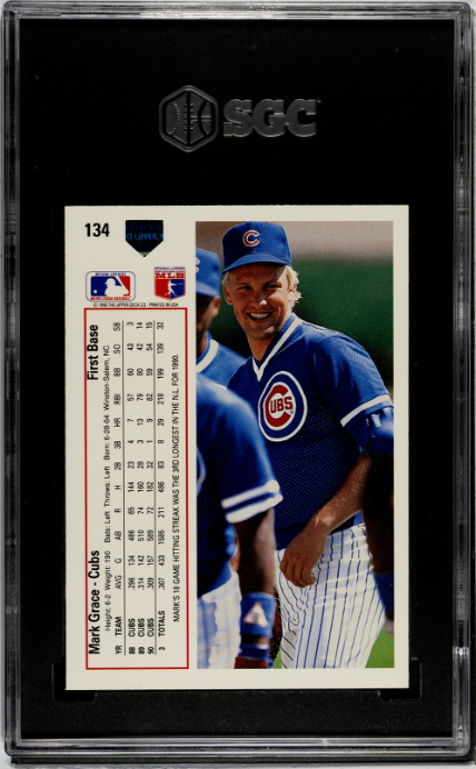 Mark Grace 1991 Upper Deck #134 SGC 9.5 Near Mint or Better
