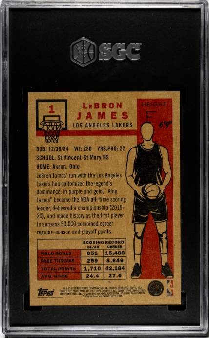 LeBron James 2025-26 Topps Living #1 SGC 10 Near Mint or Better