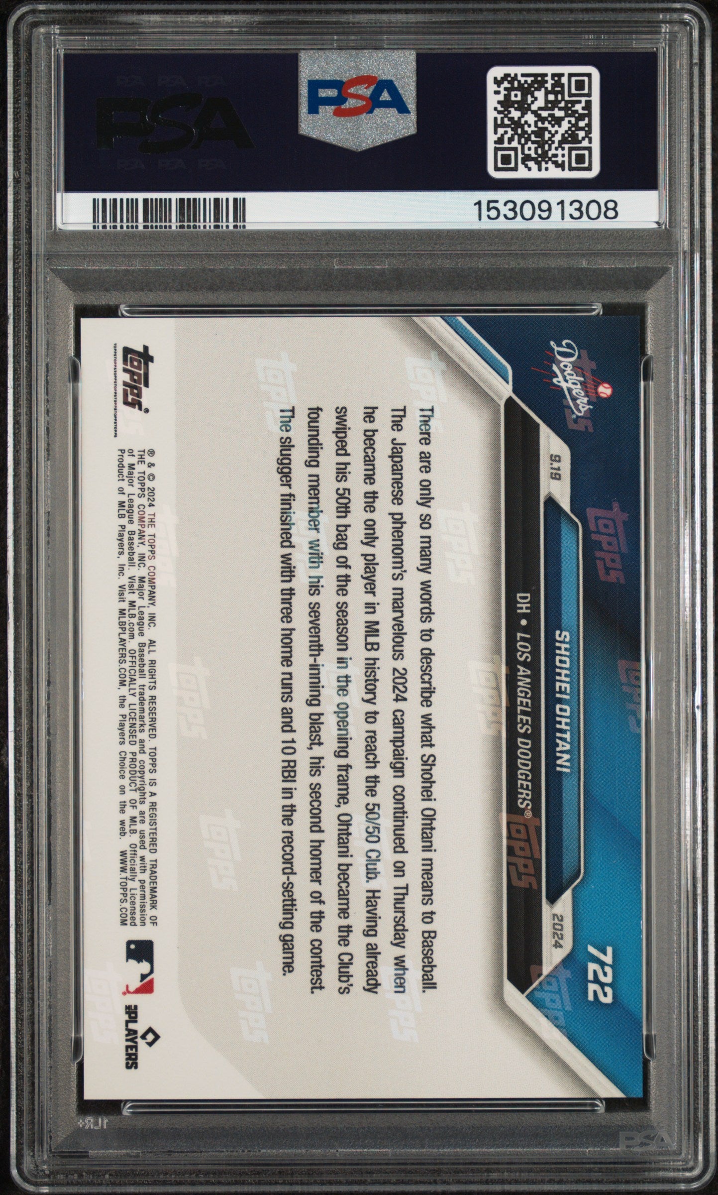 2024 Topps Now #722 Shohei Ohtani PSA 10