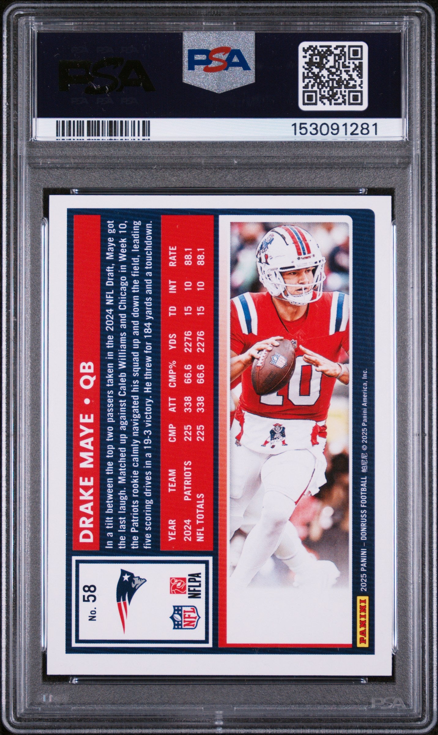 2025 Donruss #58 Drake Maye PSA 9