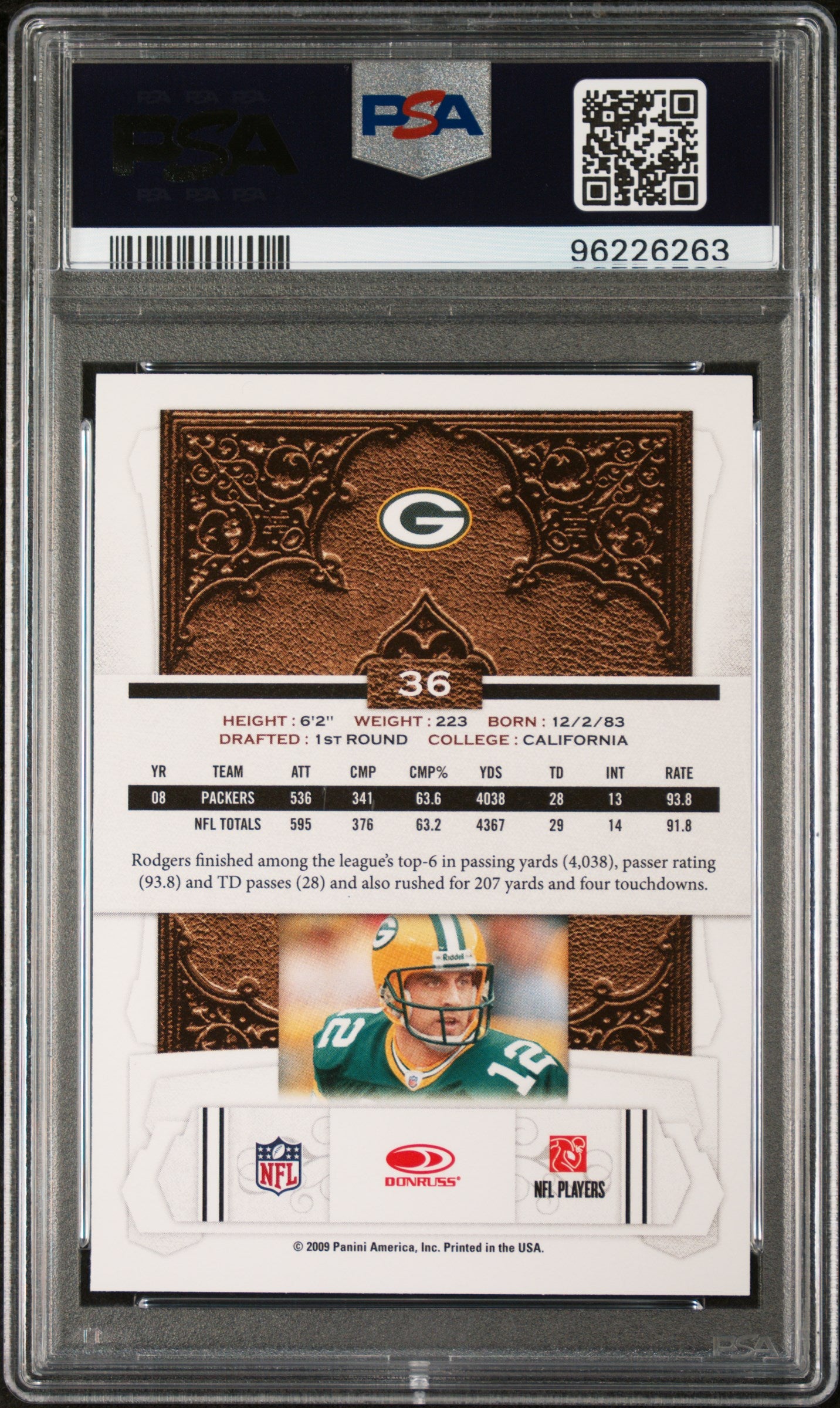Aaron Rodgers 2009 Donruss Classics #36 PSA 10