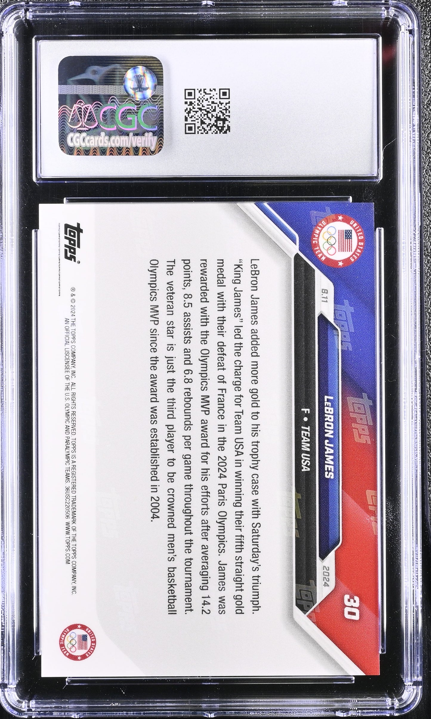 2024 Topps Now Olympic Games LeBron James #30 CGC 9