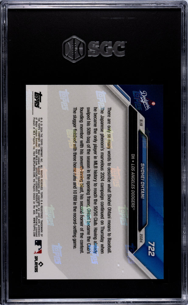 Shohei Ohtani 2024 Topps Now #722 Record Breaker Limited Edition SGC 10