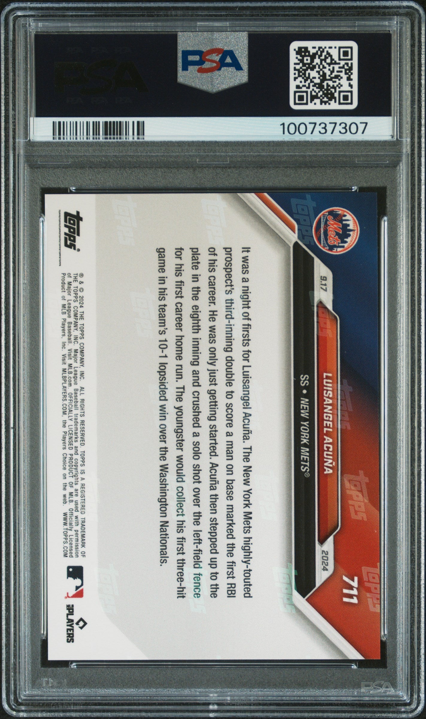 Luisangel Acuna 2024 Topps Now #711 PSA 10