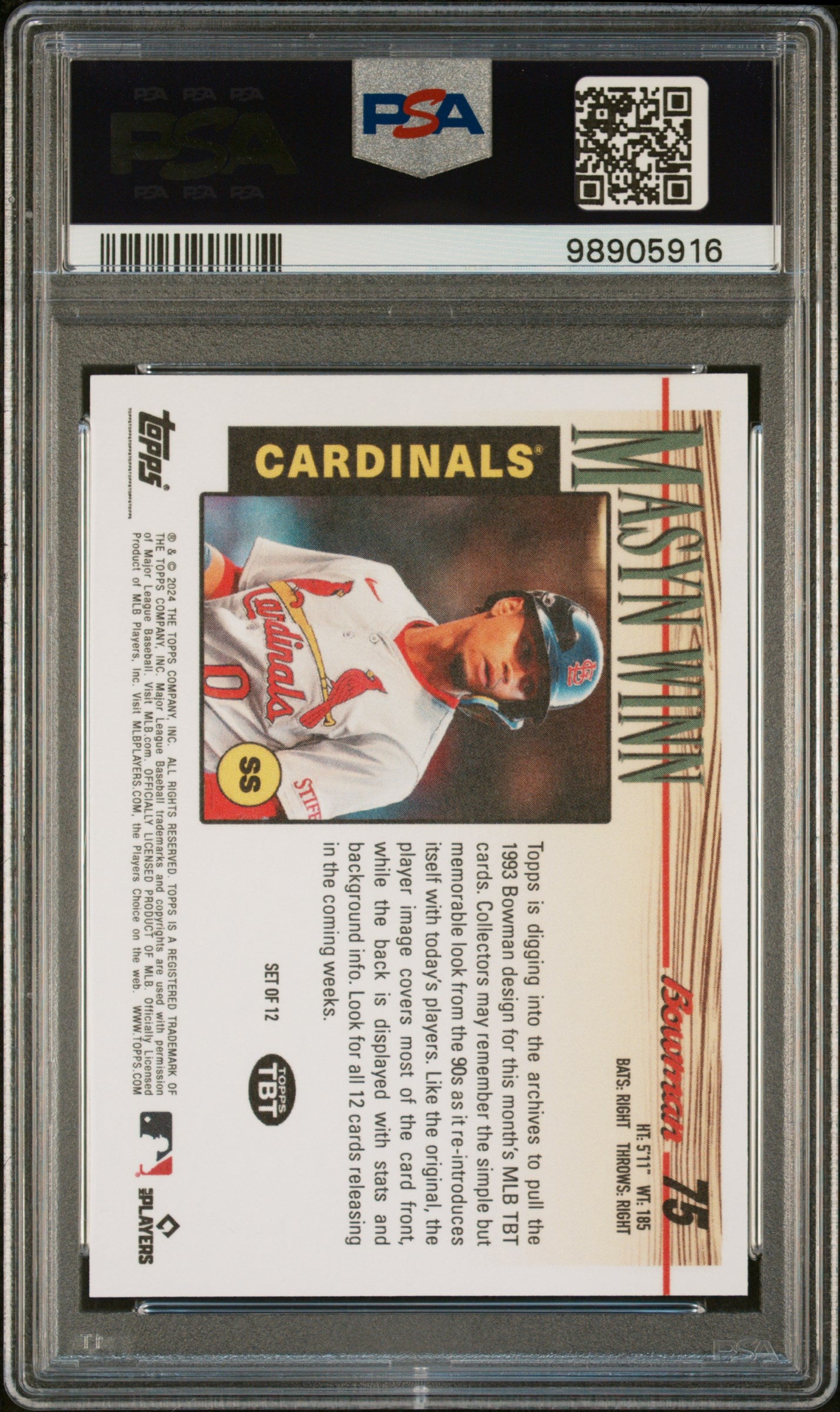 Masyn Winn 2024 Topps Throwback Thursday #75 Rookie PSA 10