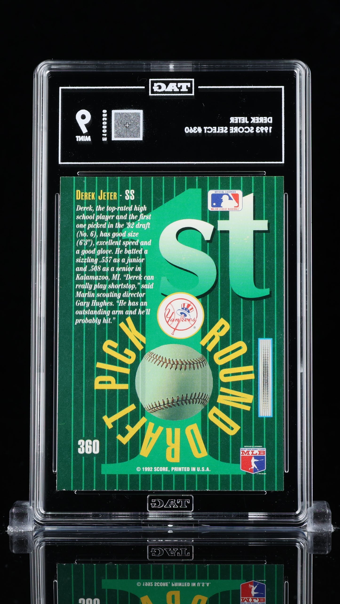 1993 Select #360 Derek Jeter Rookie RC HOF TAG 9