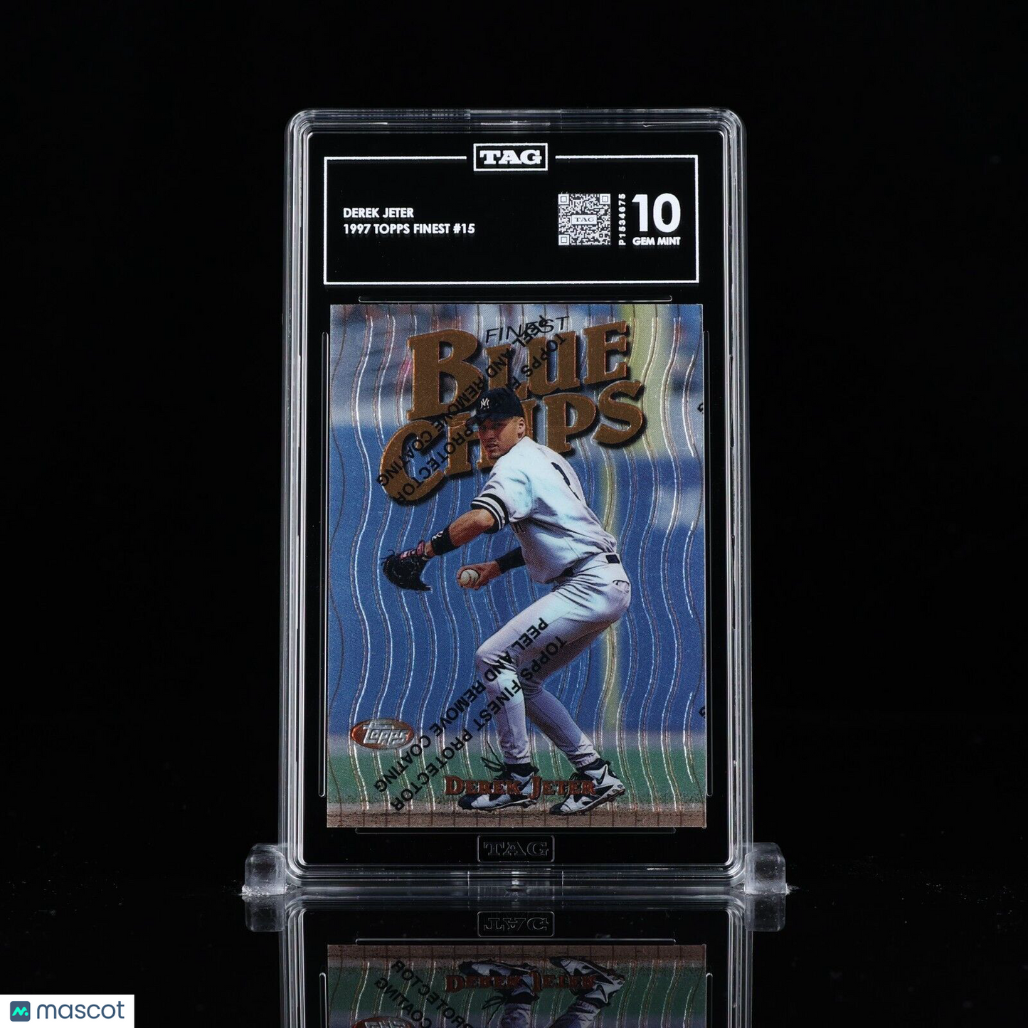 Derek Jeter 1997 Topps Finest #15 w/coating MVP HOF TAG 10 GEM MINT P153467