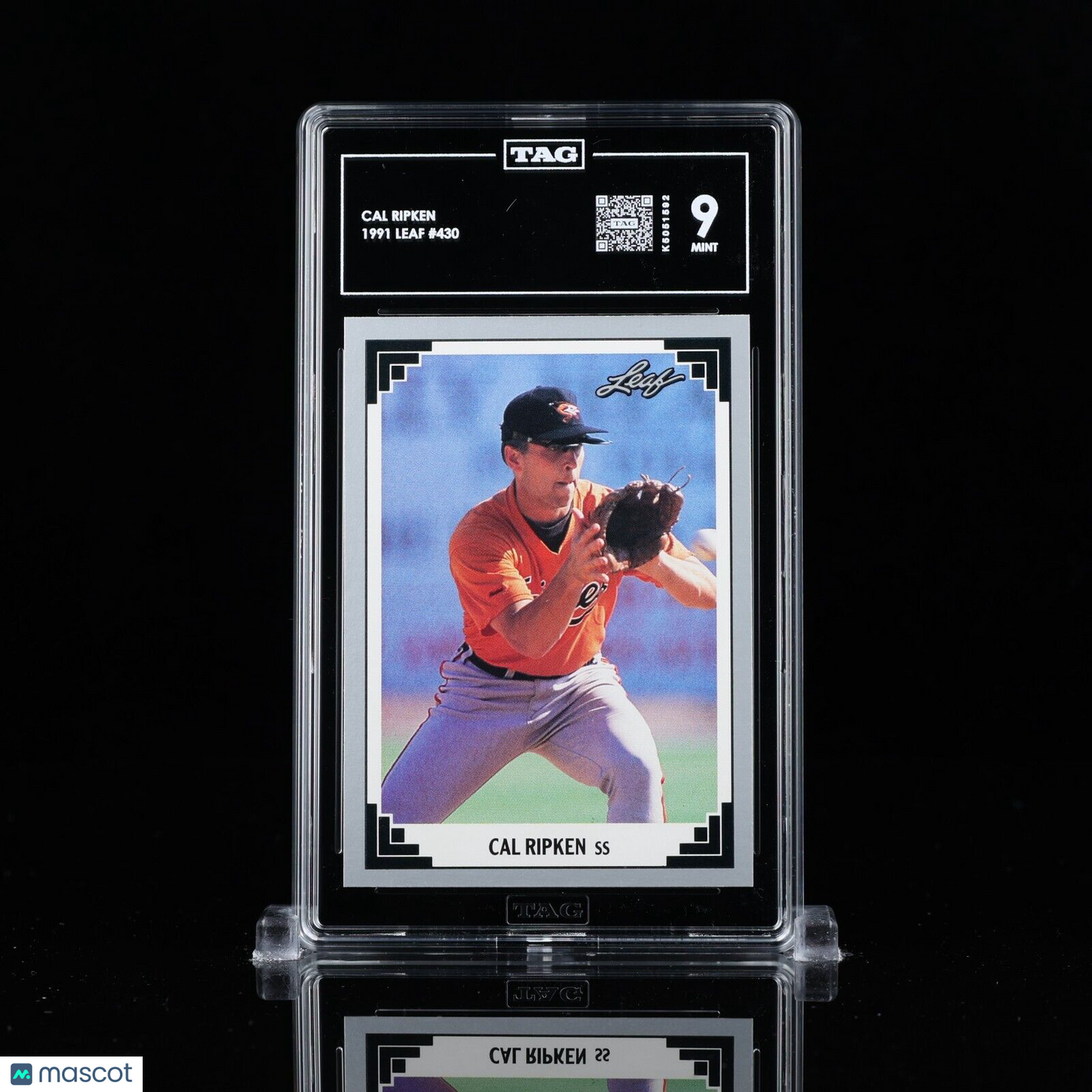 Cal Ripken Jr 1991 Leaf #430 HOF TAG Grade 9 MINT rare pop 1