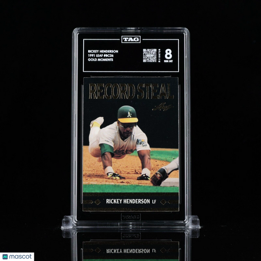 1991 Leaf Rickey Henderson #BC26 Record Steal TAG 8 NEAR MINT+ R1100726