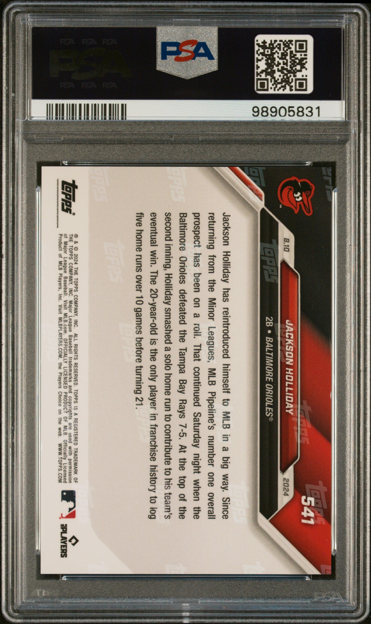 2024 Topps Now #541 Jackson Holliday Blue PSA 10 #/49