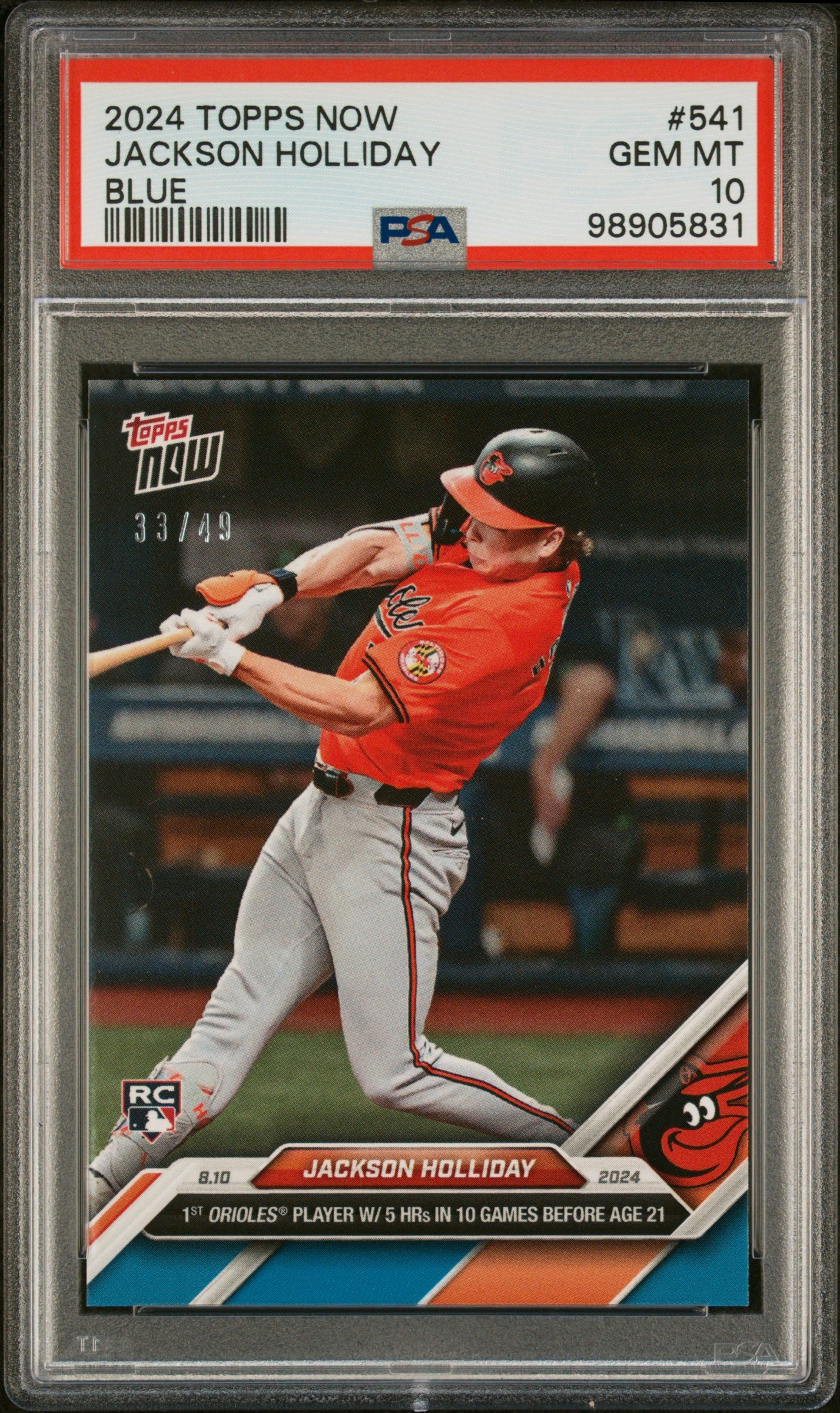 2024 Topps Now #541 Jackson Holliday Blue PSA 10 #/49