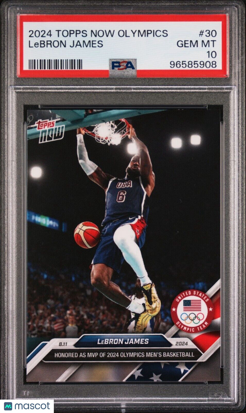 2024 TOPPS NOW OLYMPIC GAMES #30 LEBRON JAMES PSA GEM MINT 10 PR: 35,553