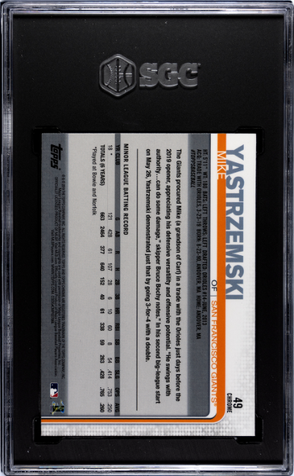2019 Topps Chrome Update #49 Mike Yastrzemski SGC 9.5