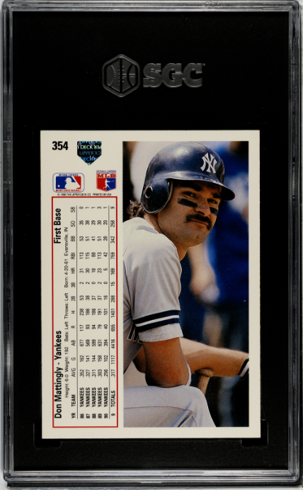 Don Mattingly 1991 Upper Deck #354 SGC 7 Near Mint or Better