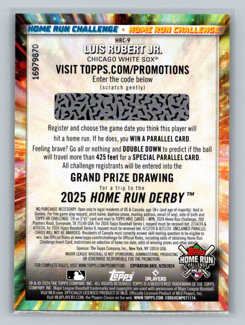 2024 Topps #HRC-9 Luis Robert Jr. Home Run Challenge