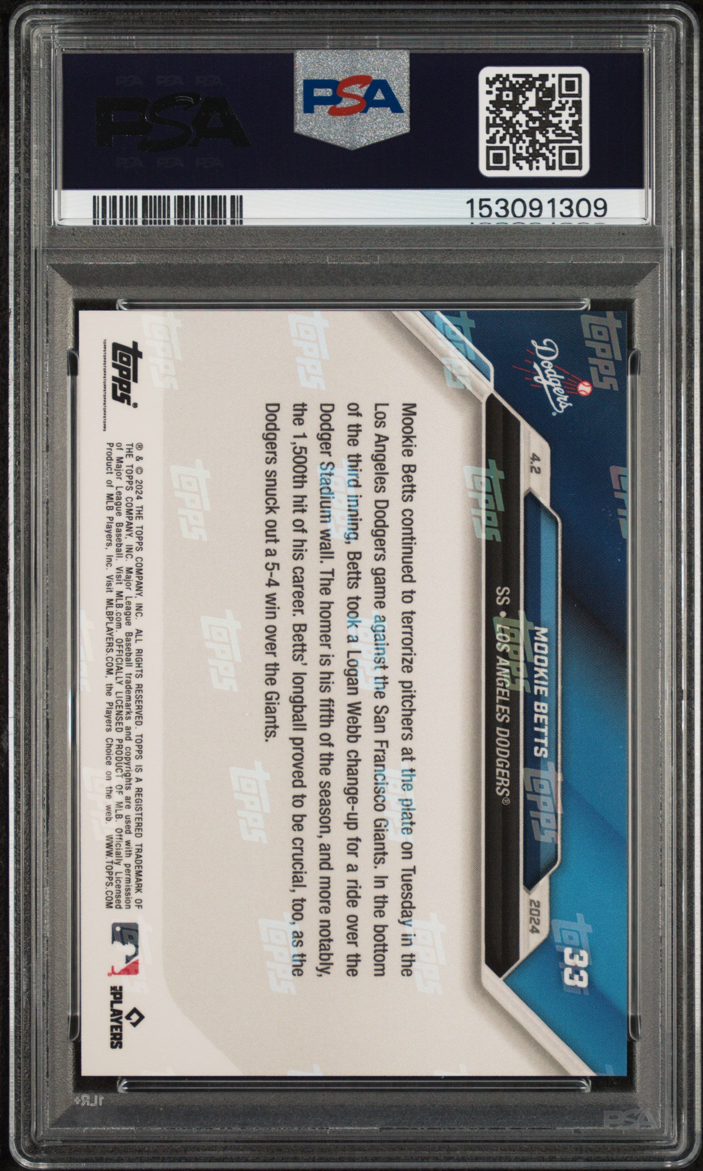 2024 Topps Now #33 Mookie Betts PSA 10