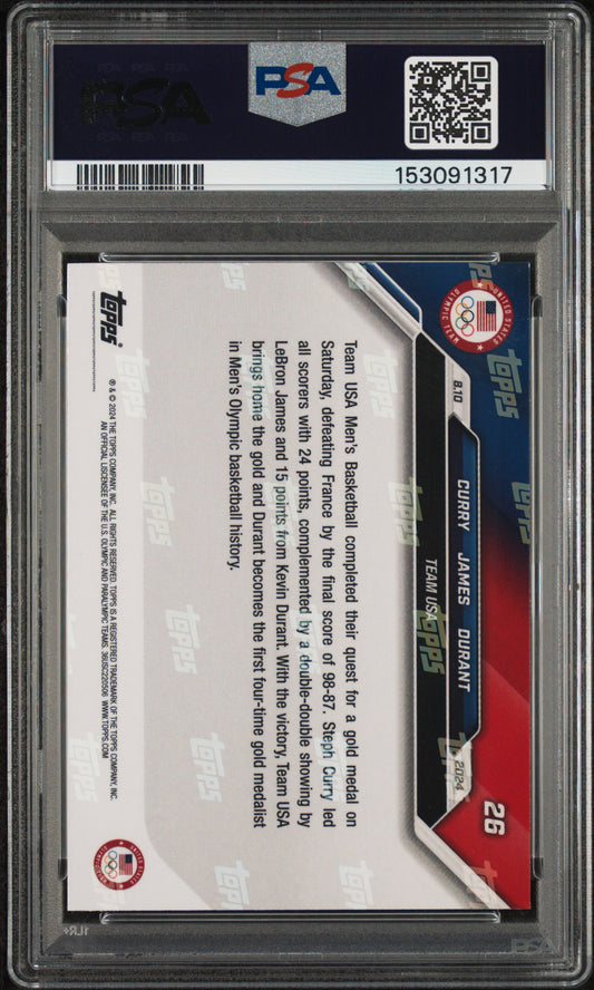 2024 Topps Now Olympic Games #26 LeBron J/ S Curry / KD PSA 10
