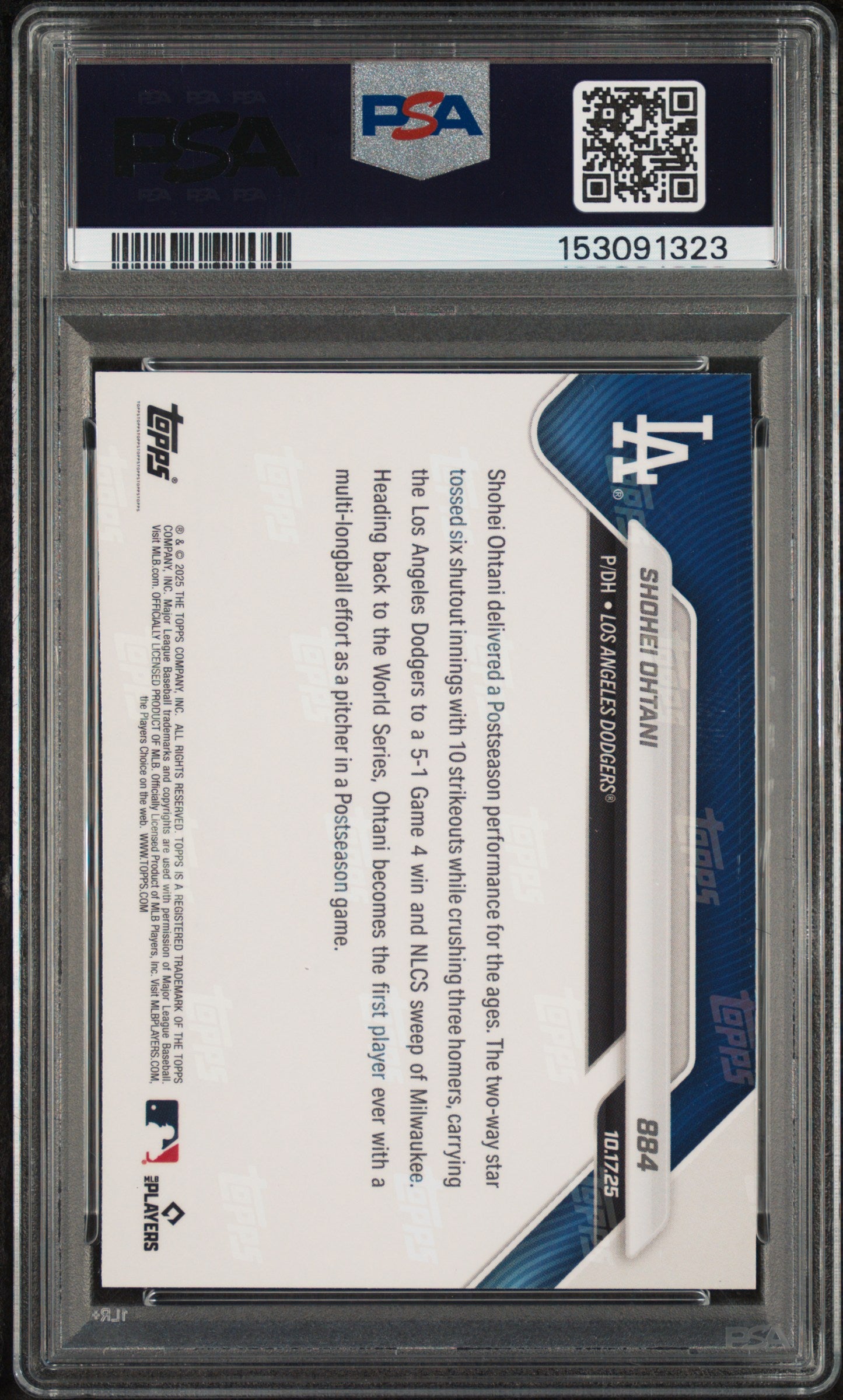 2025 Topps Now #884 Shohei Ohtani PSA 10