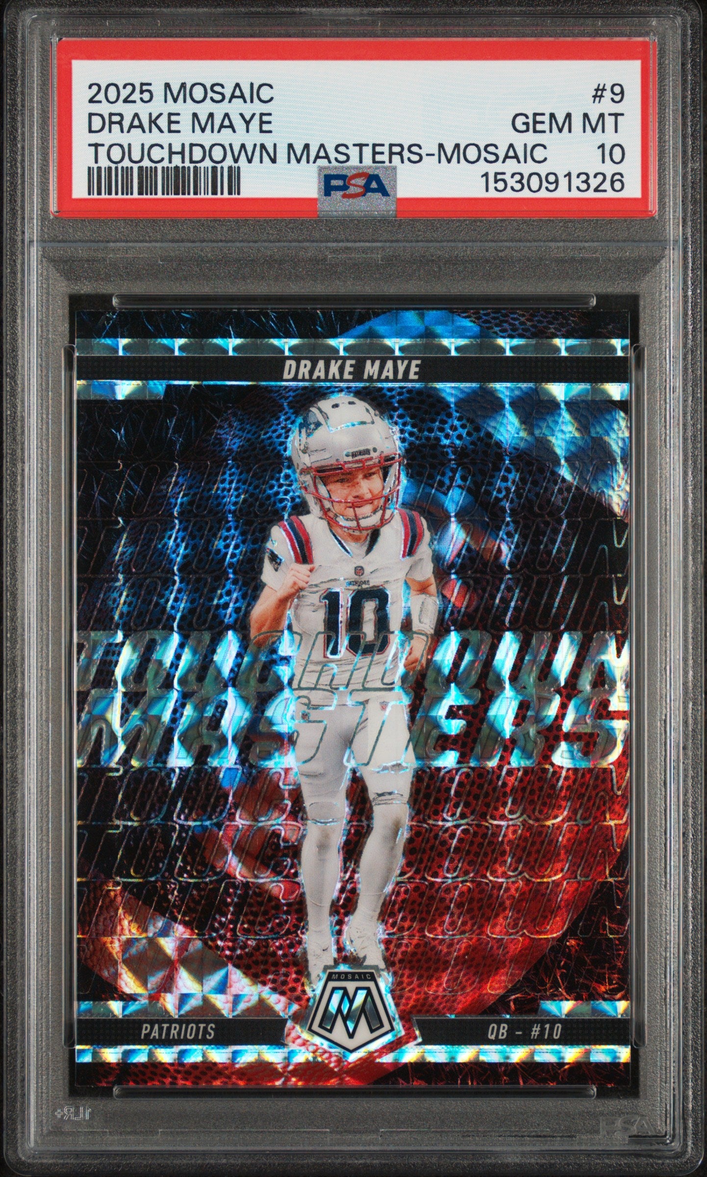 2025 Panini Mosaic #9 Drake Maye Touchdown Masters Mosaic PSA 10