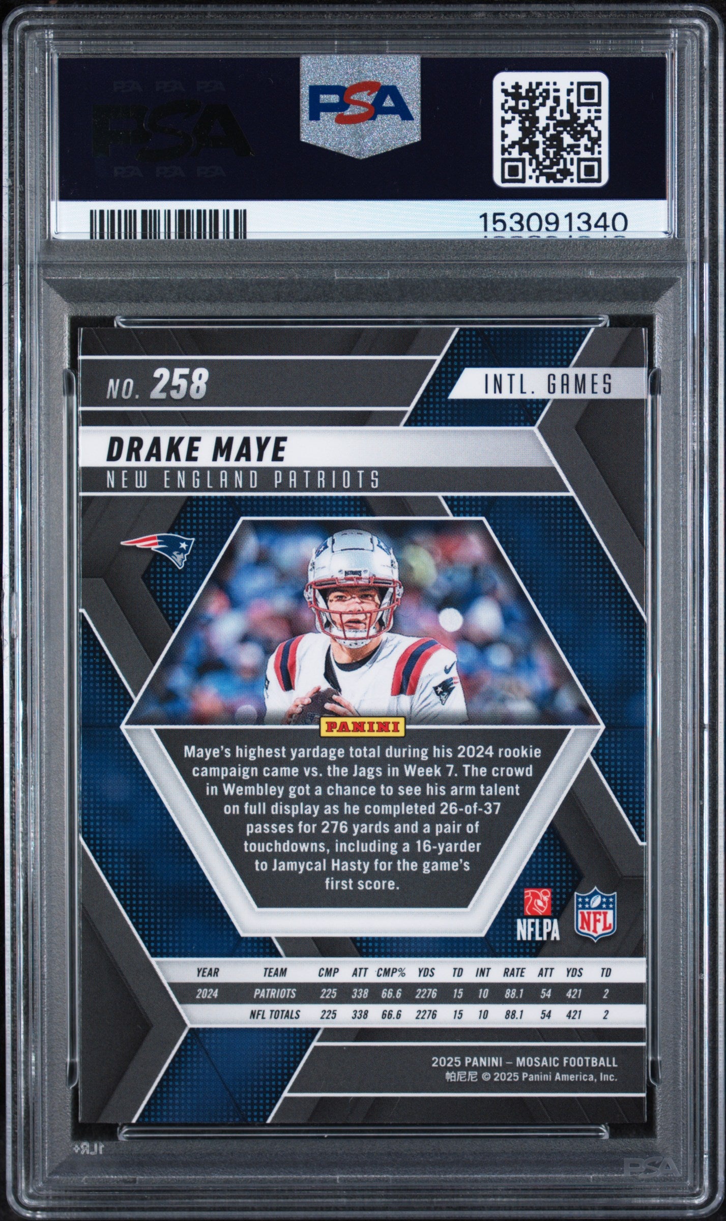 2025 Panini Mosaic #258 Drake Maye PSA 10