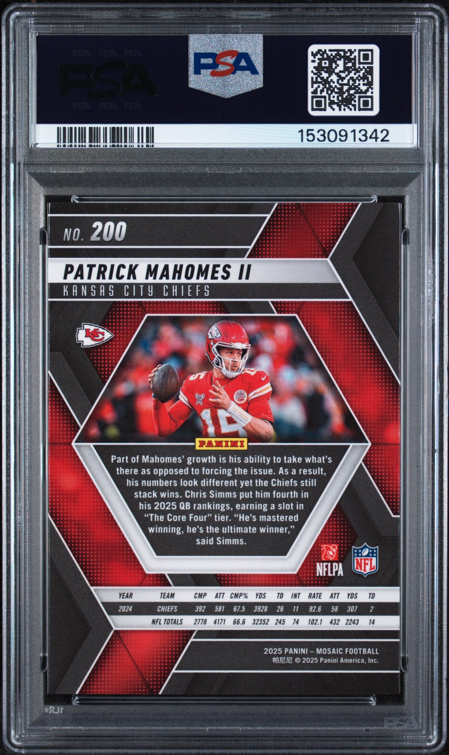 2025 Panini Mosaic #200 Patrick Mahomes II PSA 7