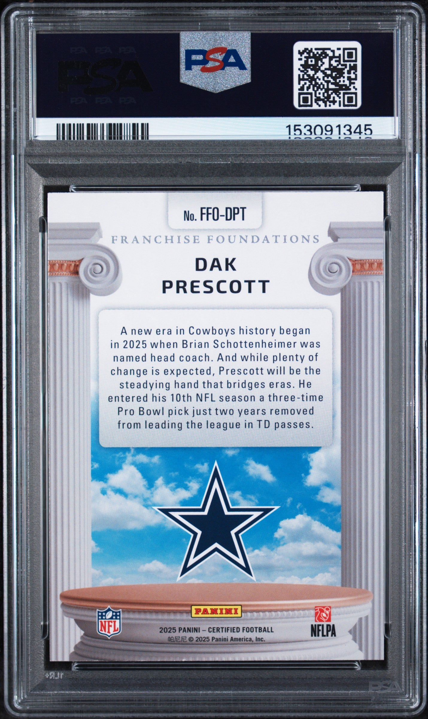 2025 Panini Certified #FFO-DPT Dak Prescott Franchise Foundations PSA 10