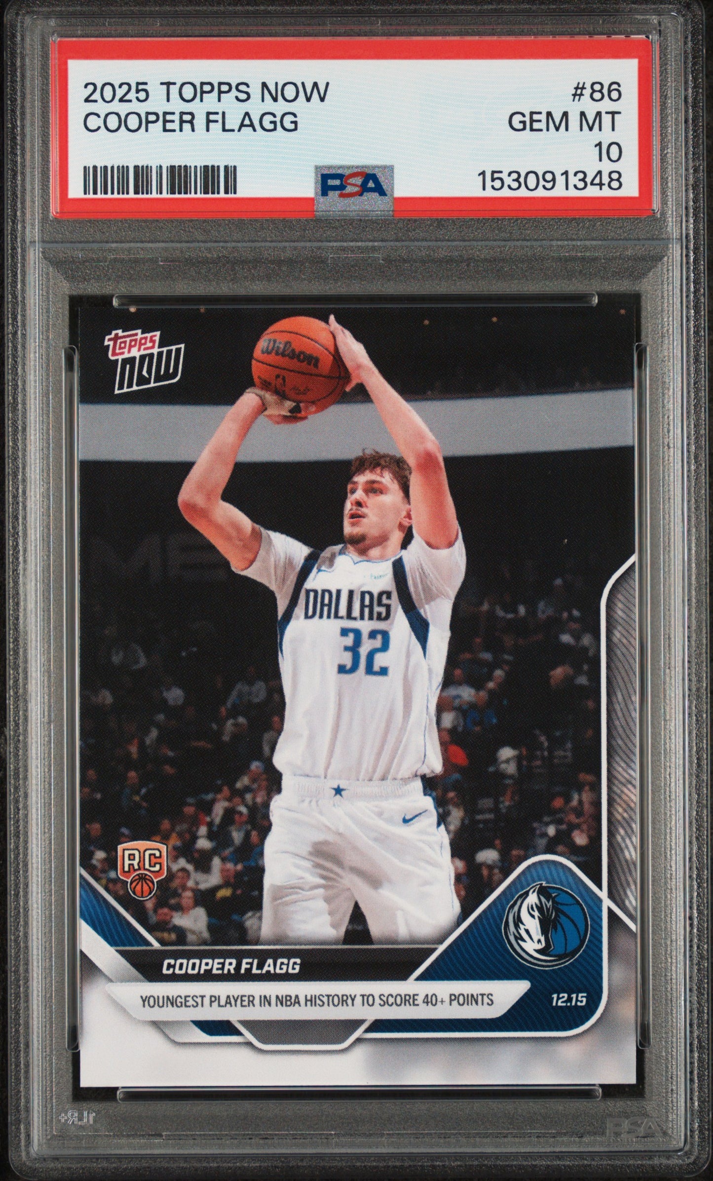2025-26 Topps Now #86 Cooper Flagg PSA 10