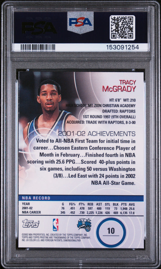 2002-03 Topps Pristine #10 Tracy McGrady PSA 9