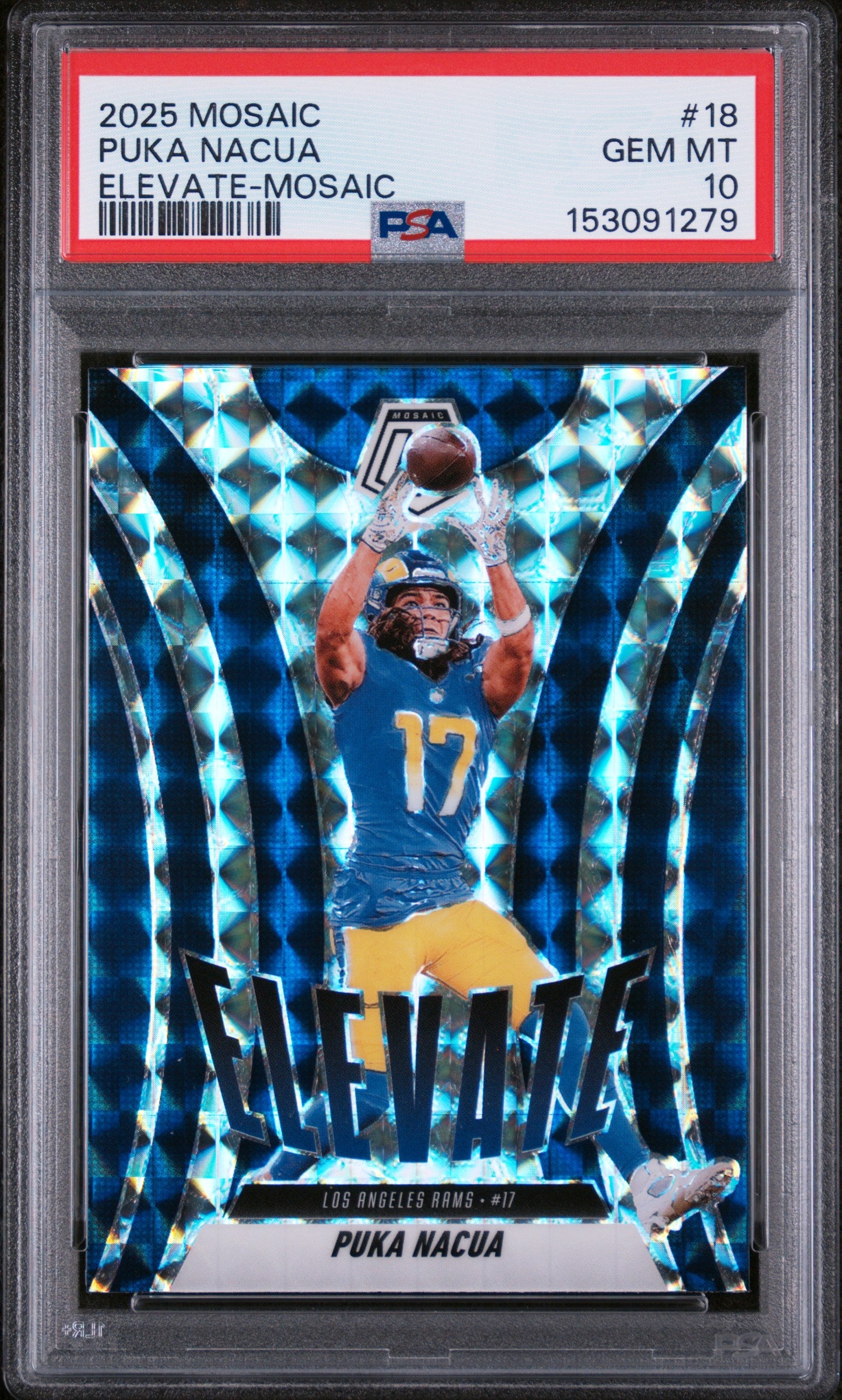 2025 Panini Mosaic #18 Puka Nacua Elevate Mosaic PSA 10