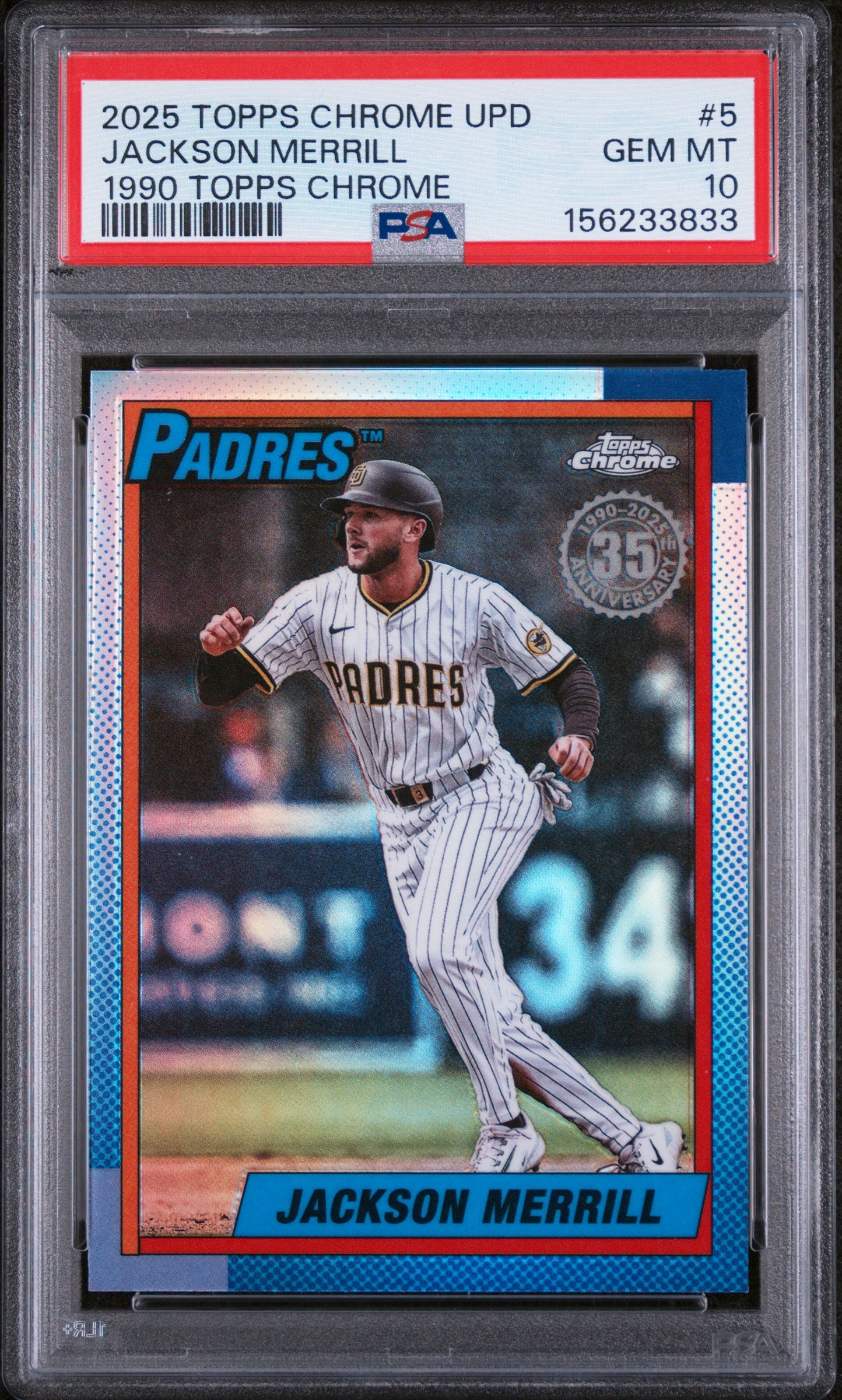 2025 Topps Chrome Update #90CU-5 Jackson Merrill 1990 Topps PSA 10