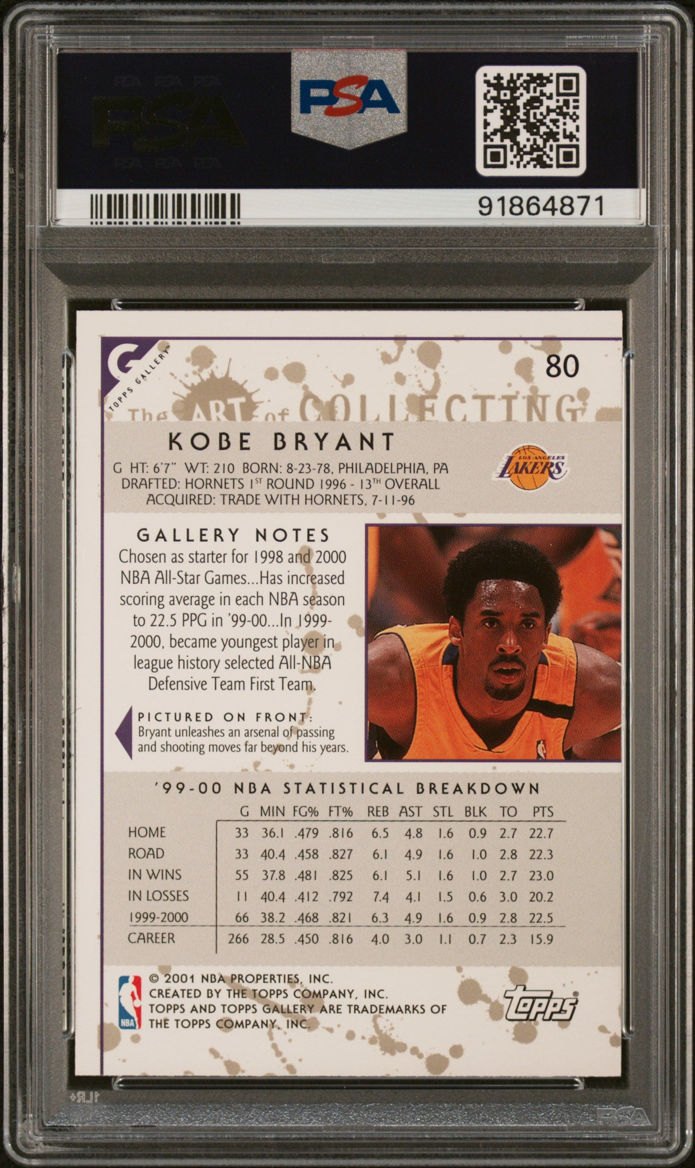 2000-01 Topps Gallery #80 Kobe Bryant PSA 10