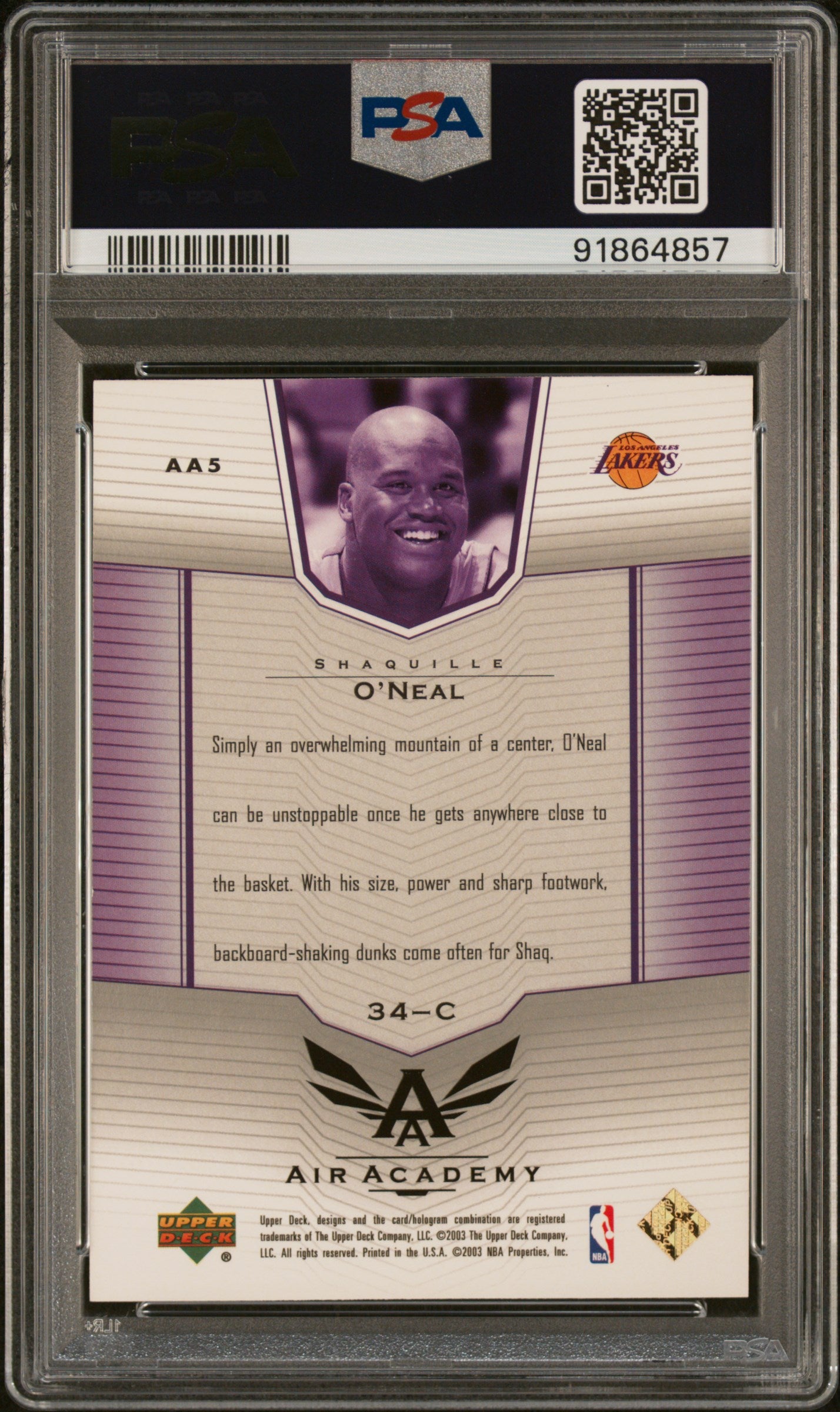 2003-04 Upper Deck #AA5 Shaquille O'Neal Air Academy PSA 9