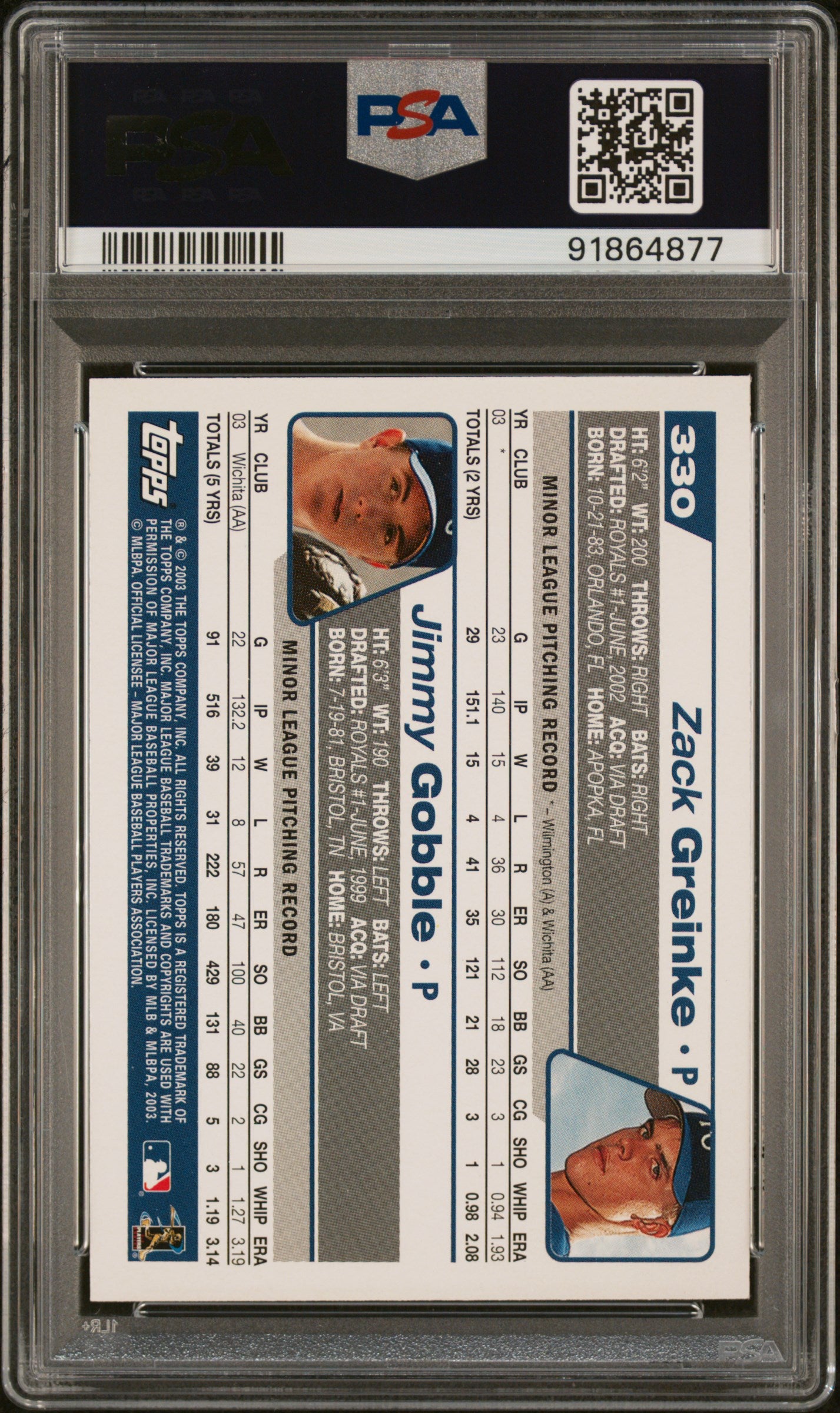 2004 Topps #330 Future Stars Z.Greinke/J.Gobble PSA 9