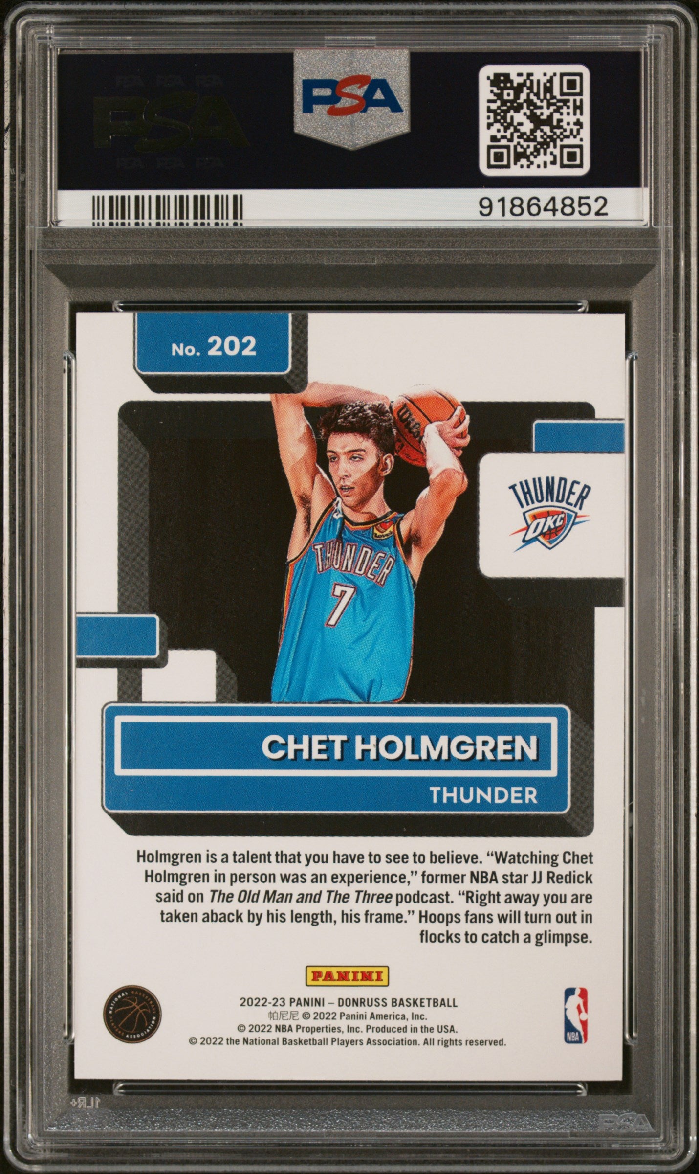 2022-23 Donruss #202 Chet Holmgren PSA 10