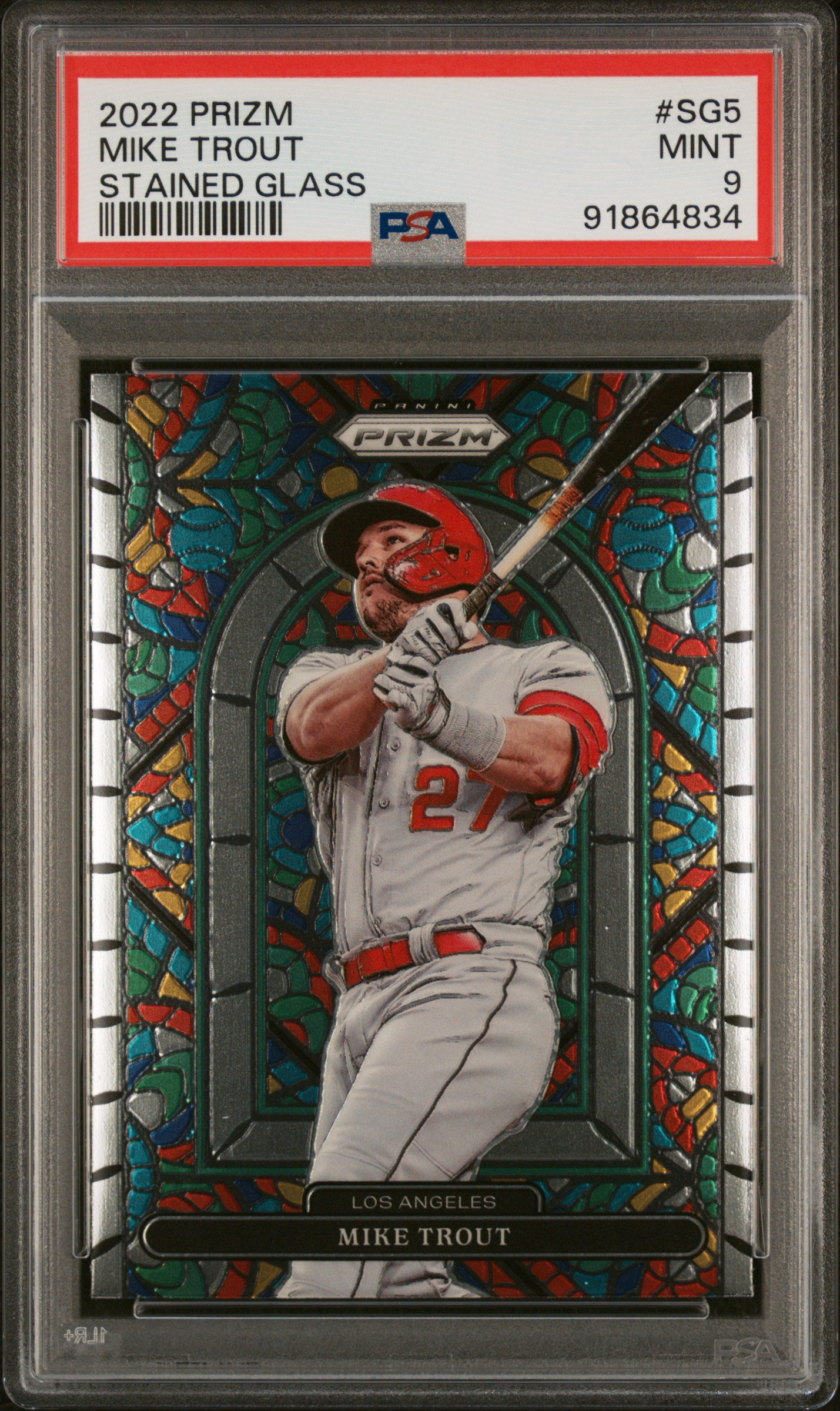 2022 Panini Prizm #SG-5 Mike Trout Stained Glass PSA 9