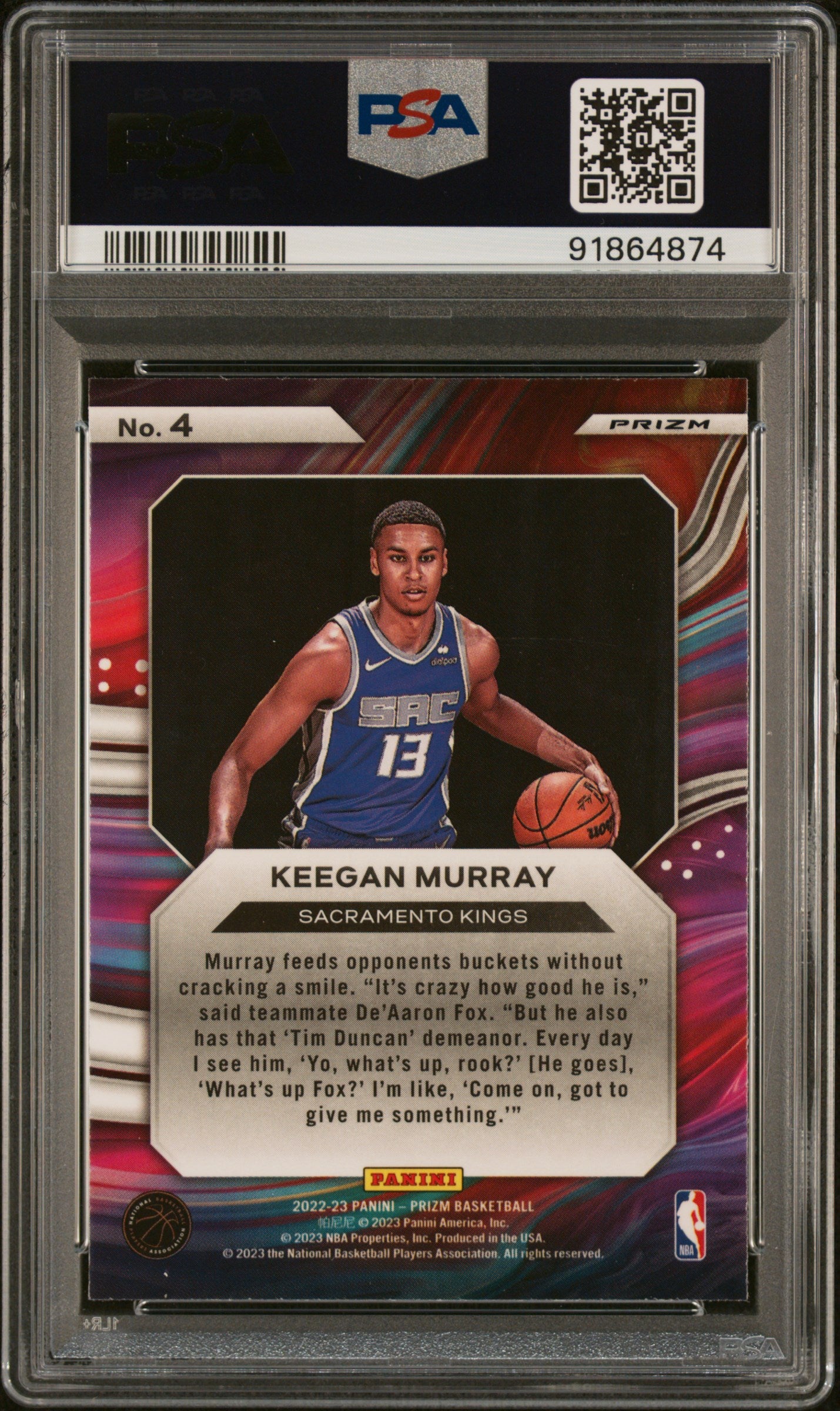 2022-23 Panini Prizm #4 Keegan Murray Instant Impact Prizms Silver PSA 9