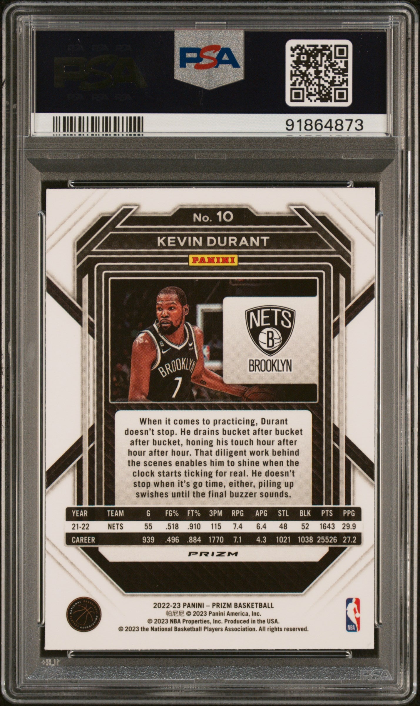 2022-23 Panini Prizm #10 Kevin Durant Prizms Ice PSA 9