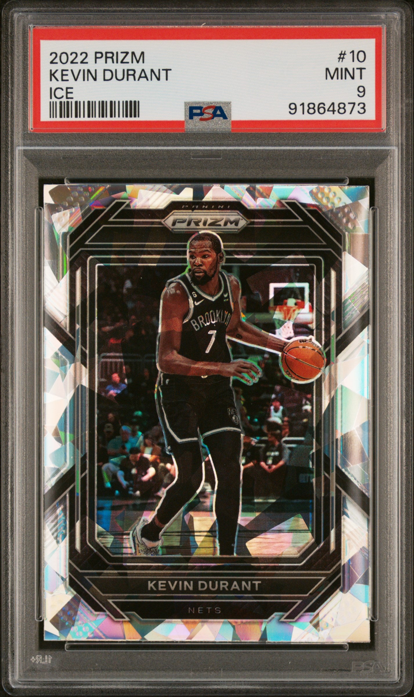 2022-23 Panini Prizm #10 Kevin Durant Prizms Ice PSA 9