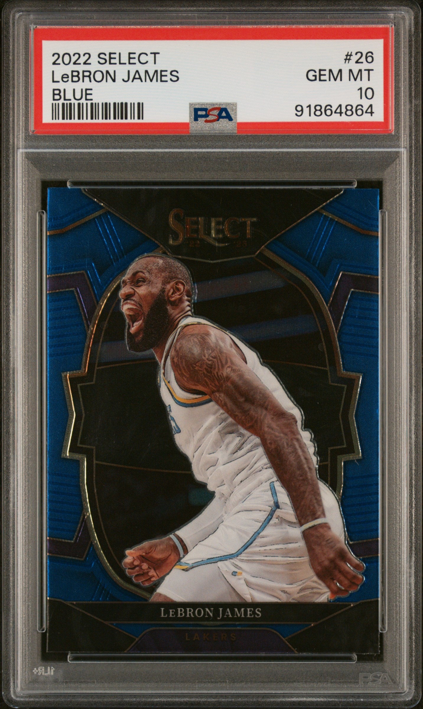 2022-23 Panini Select #26 LeBron James Blue Prizms PSA 10