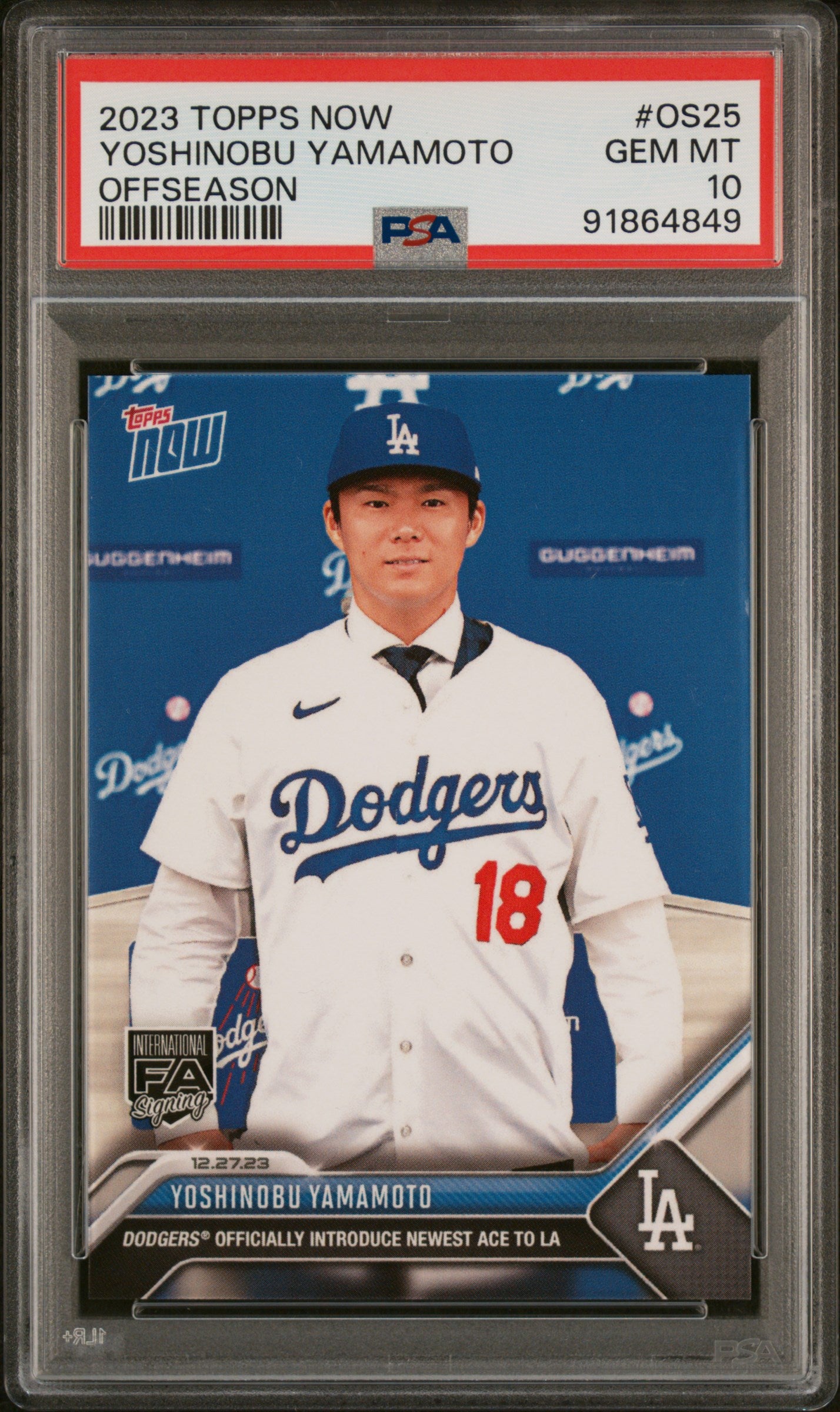 2023-24 Topps Now Off-Season #OS-25 Yoshinobu Yamamoto PSA 10