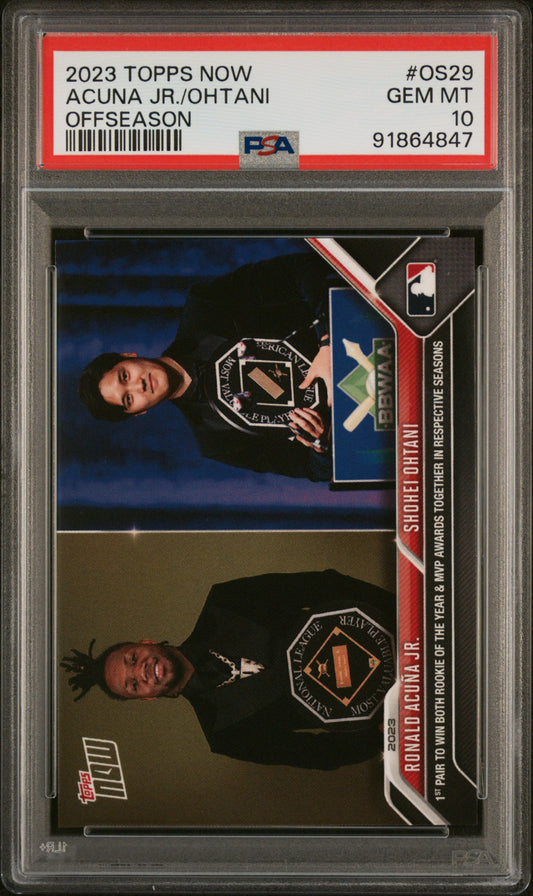 2023-24 Topps Now Off-Season #OS-29 Ronald Acuna Jr. / Shohei Ohtani PSA 10