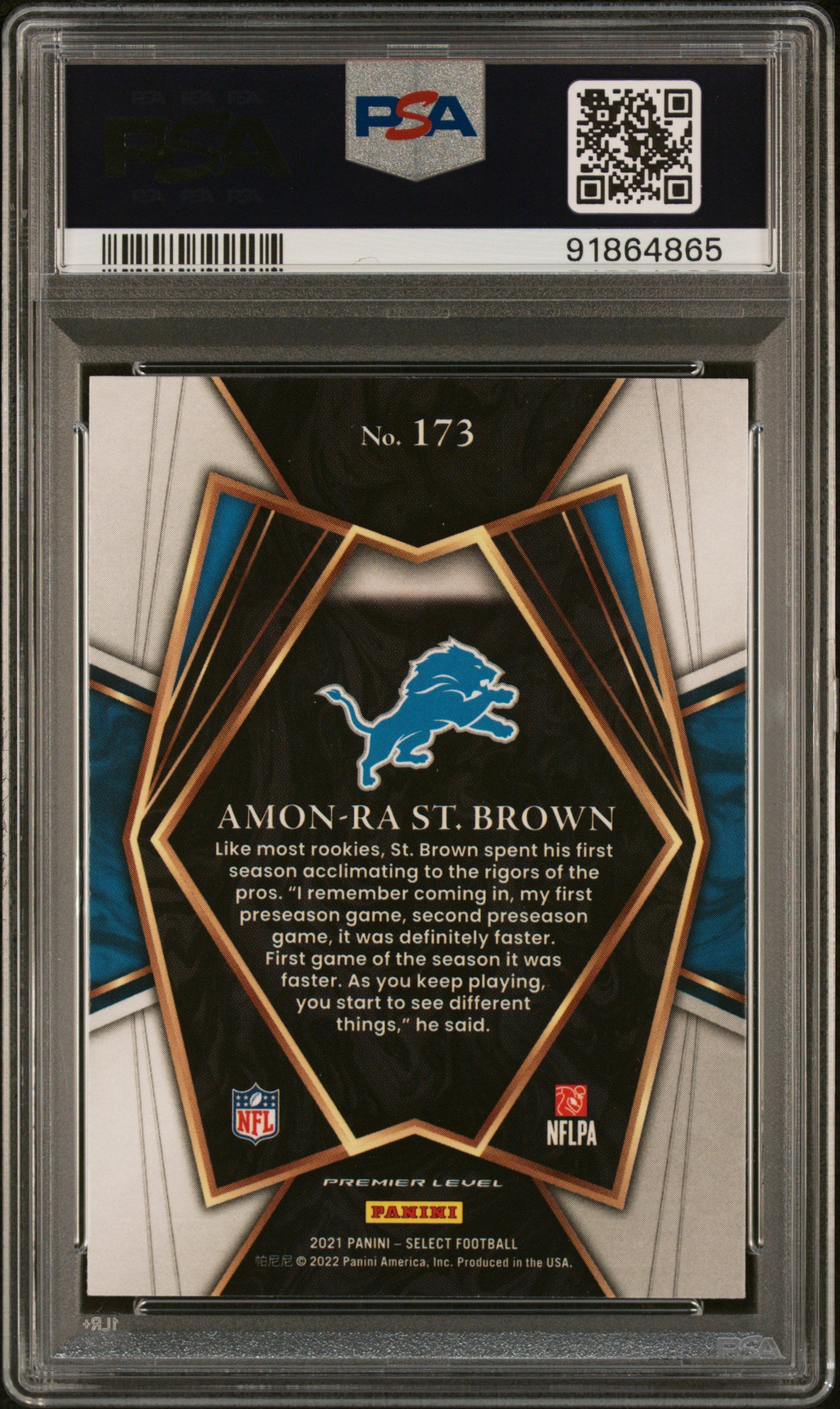 2021 Panini Select #173 Amon-Ra St. Brown PSA 9