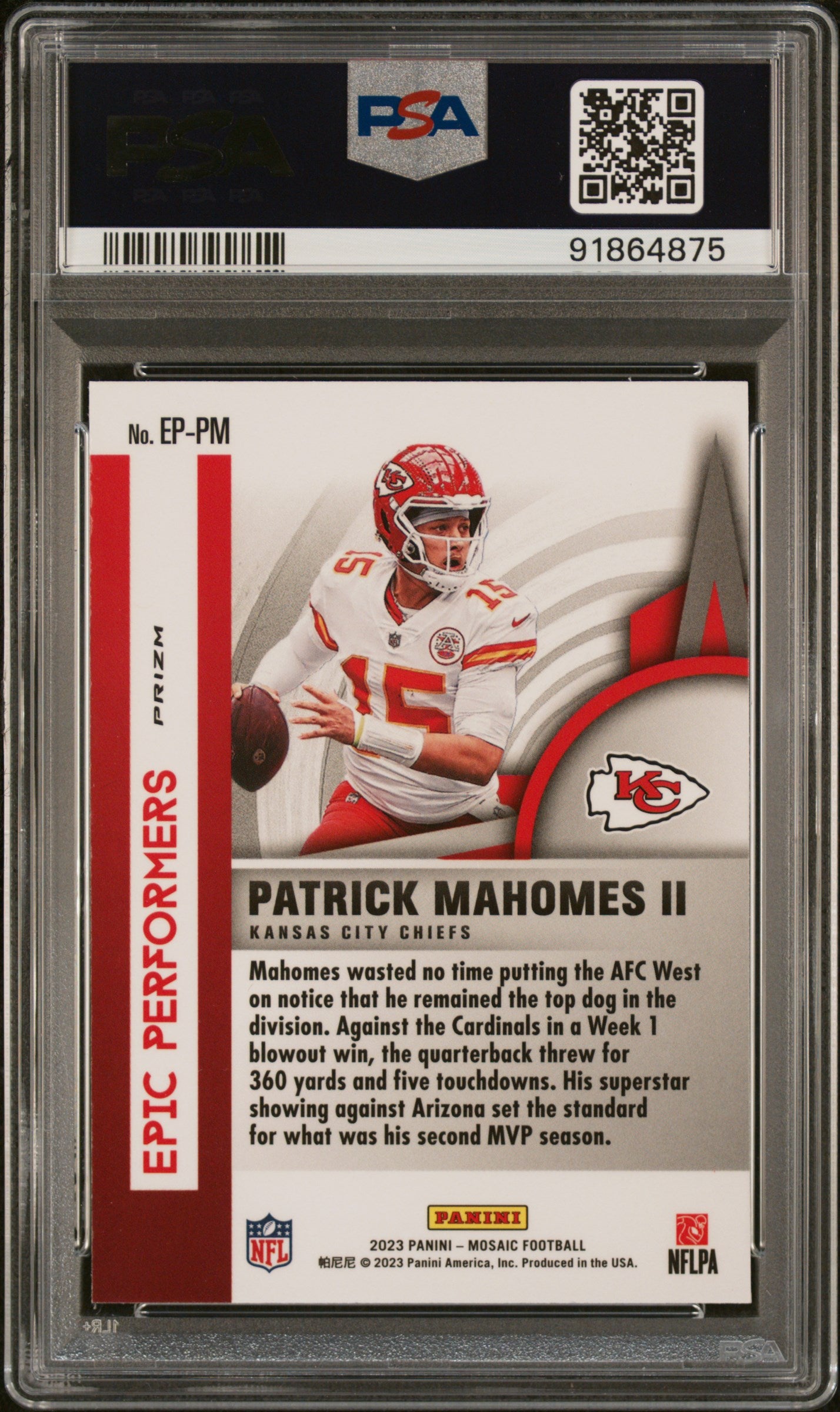 2023 Panini Mosaic #EP-PM Patrick Mahomes II Epic Performers Mosaic PSA 10