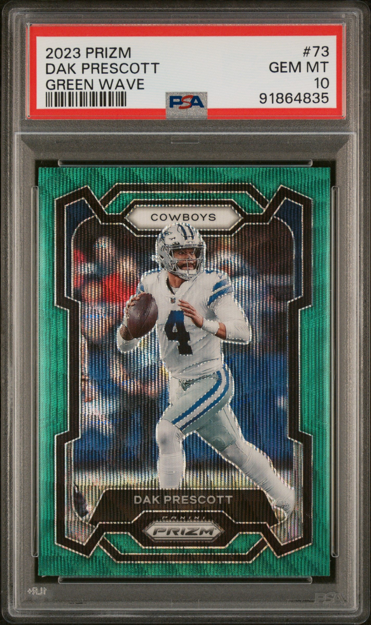 2023 Panini Prizm #73 Dak Prescott Green Wave PSA 10