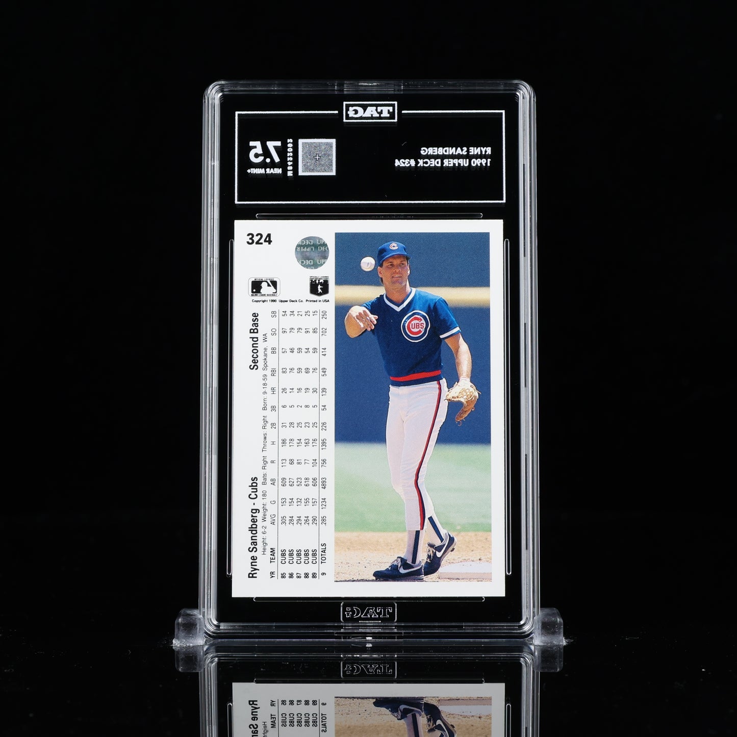 Ryne Sandberg 1990 Upper Deck #324 TAG 7.5 NEAR MINT+ HOF rare pop 1 M8422092