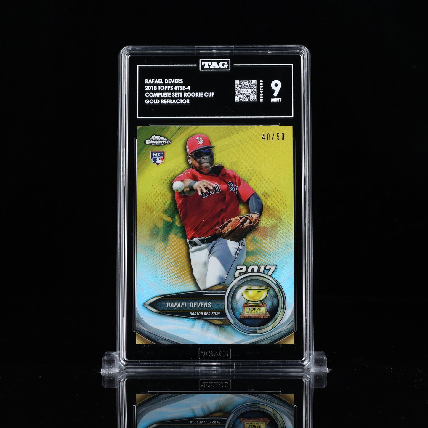 Rafael Devers 2018 Topps Chrome #TSE-4 Rookie Cup Gold Refractor /50 TAG 9 MINT N8947995