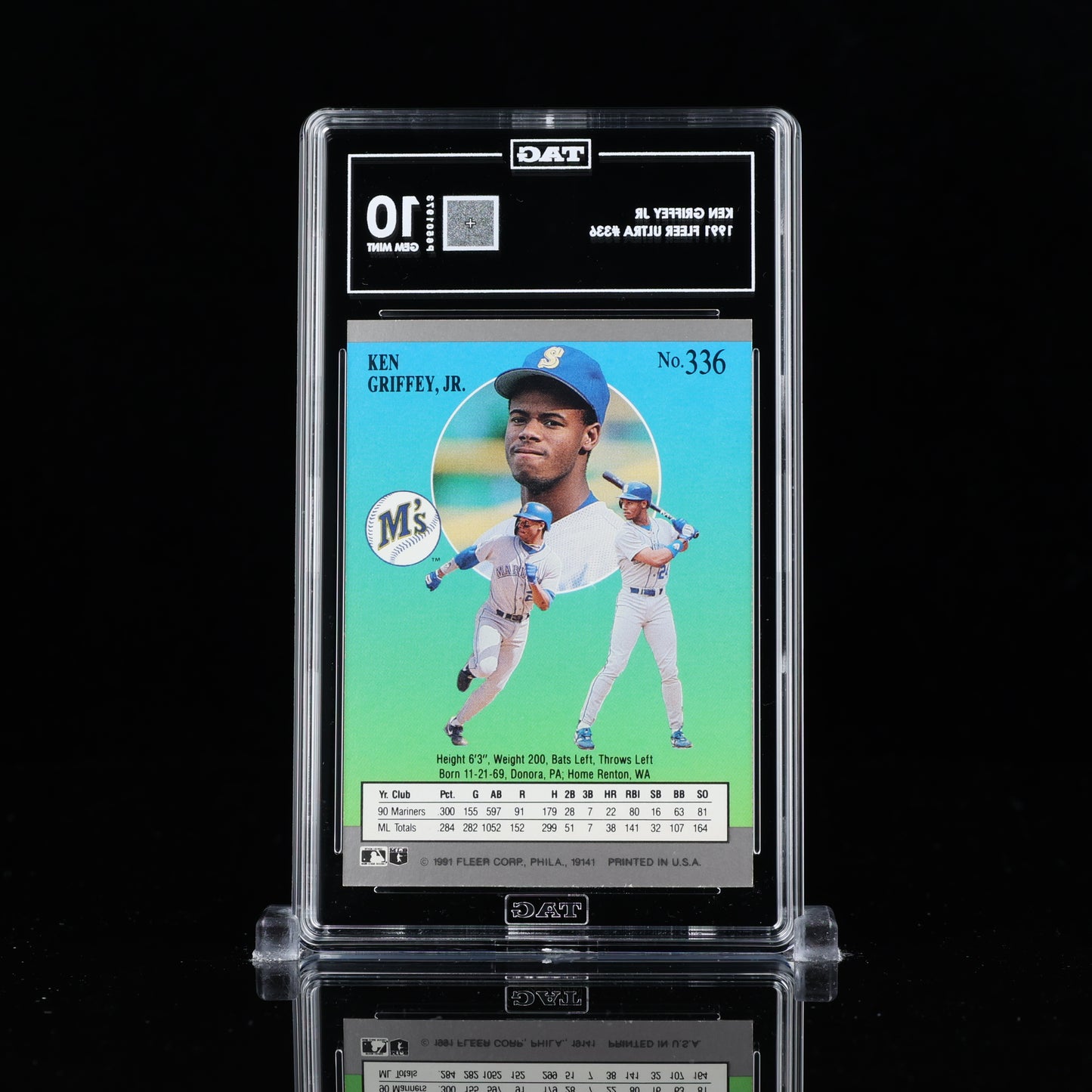 Ken Griffey Jr 1991 Fleer Ultra 336 HOF MVP TAG 10 GEM MINT rare pop 1  P6501973